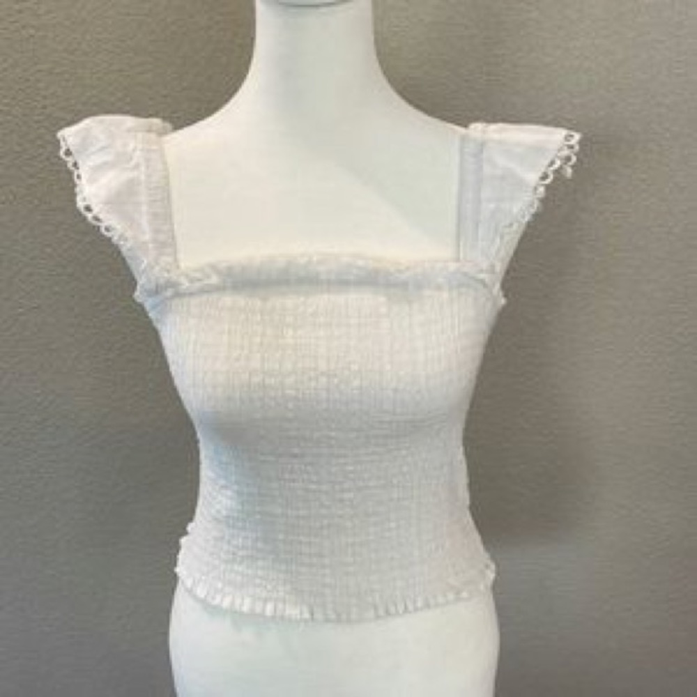 Illa Illa Ruched White Tank Top